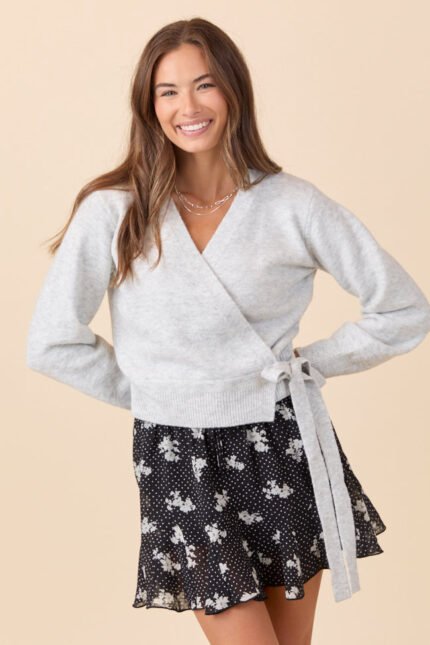 Winnie Light Grey Wrap Cardigan